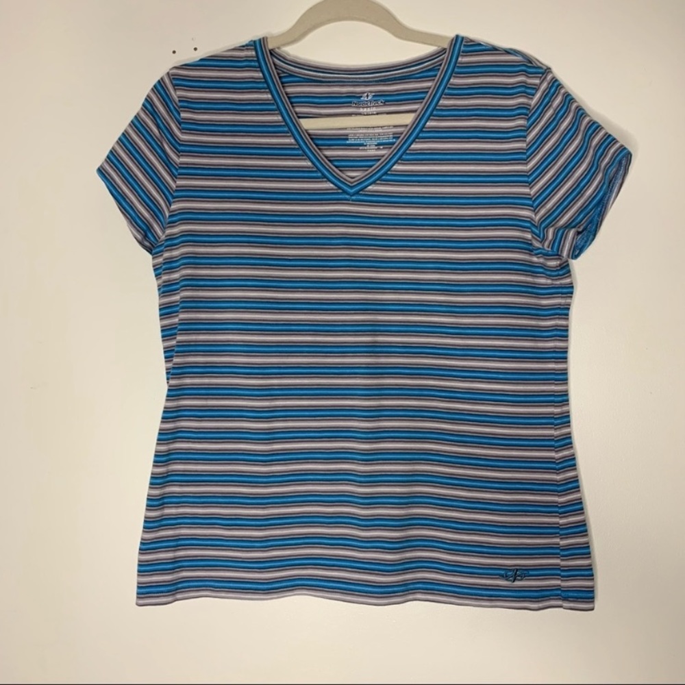 Nordic Track stretch cotton striped tee L